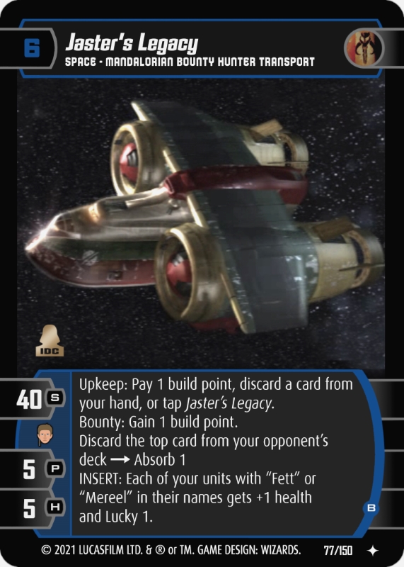 Jaster's Legacy (B) Card - Star Wars Trading Card Game