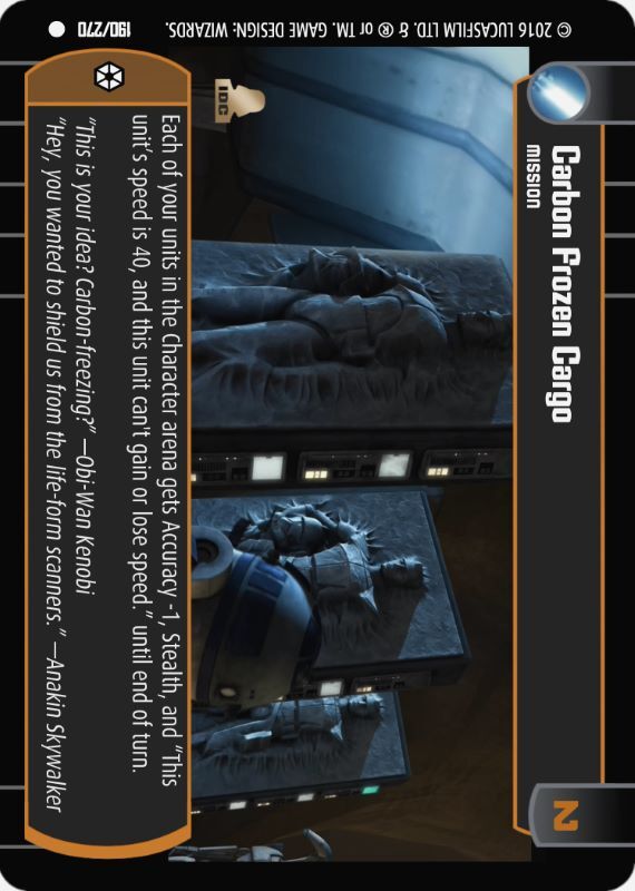 Carbon Frozen Cargo : A Mission type card for Star Wars Trading Card Game (SWTCG)