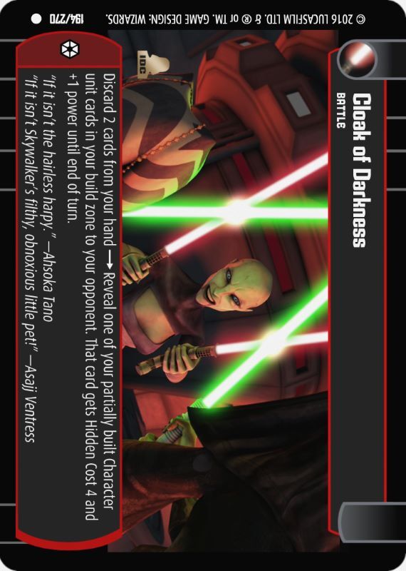 Cloak of Darkness : A Battle type card for Star Wars Trading Card Game (SWTCG)