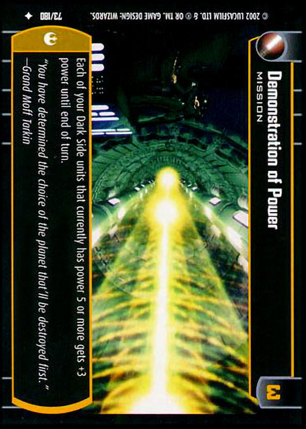 Demonstration of Power : A Mission type card for Star Wars Trading Card Game (SWTCG)