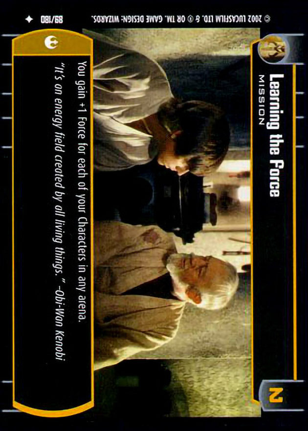 Learning the Force : A Mission type card for Star Wars Trading Card Game (SWTCG)