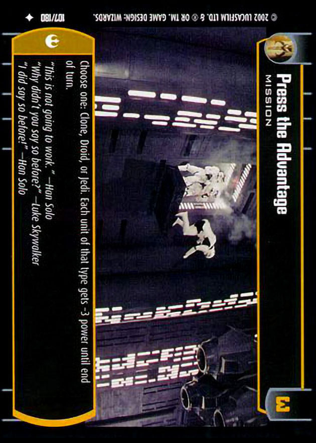 Press the Advantage : A Mission type card for Star Wars Trading Card Game (SWTCG)