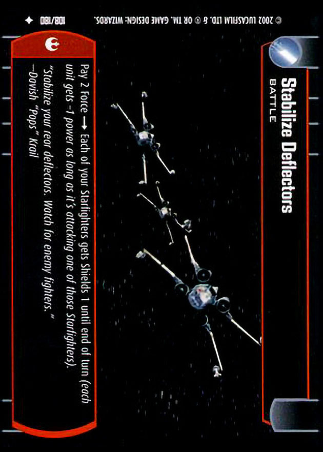 Stabilize Deflectors : A Battle type card for Star Wars Trading Card Game (SWTCG)