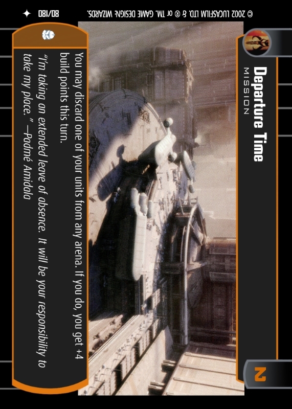Departure Time : A Mission type card for Star Wars Trading Card Game (SWTCG)
