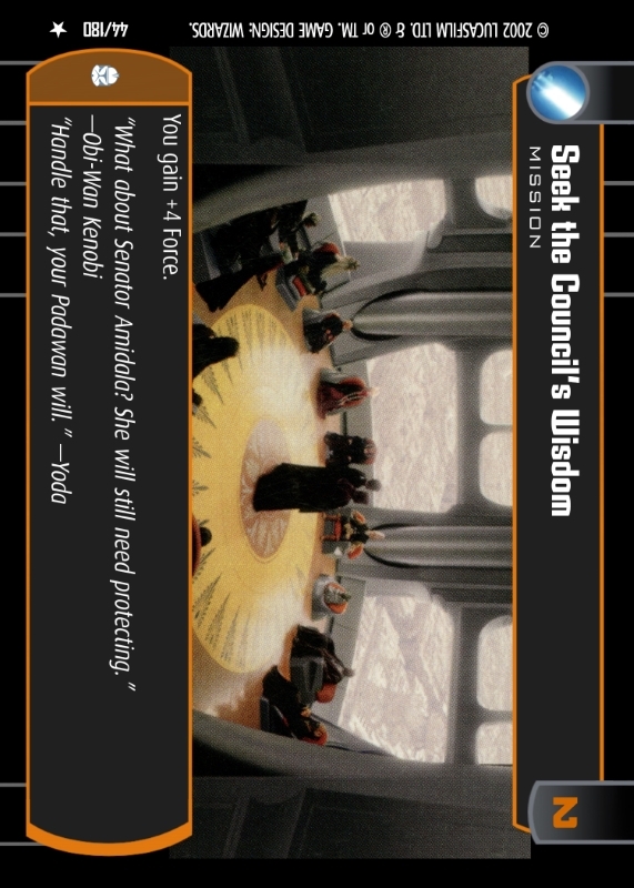 Seek the Council's Wisdom : A Mission type card for Star Wars Trading Card Game (SWTCG)