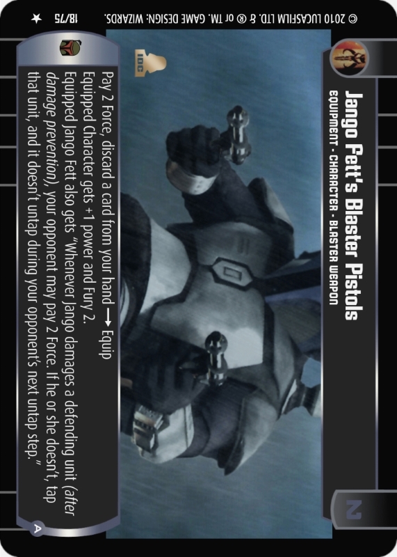 Jango Fett's Blaster Pistols (A) : A Equipment type card for Star Wars Trading Card Game (SWTCG)