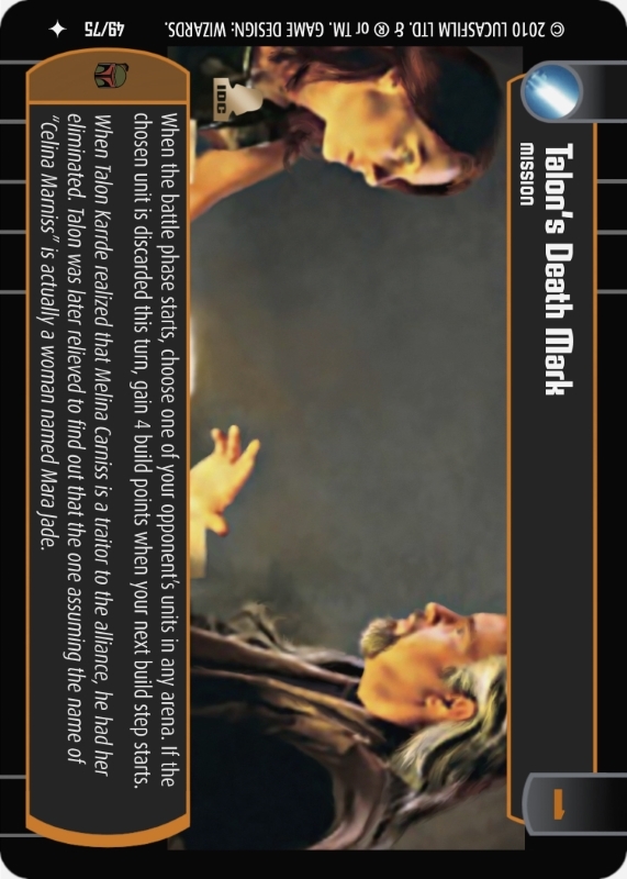 Talon's Death Mark : A Mission type card for Star Wars Trading Card Game (SWTCG)