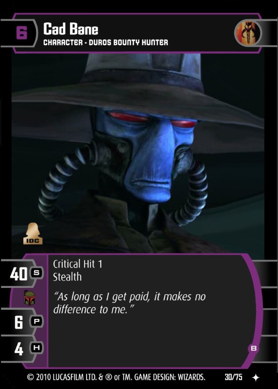 Cad Bane (B) Card - Star Wars Trading Card Game