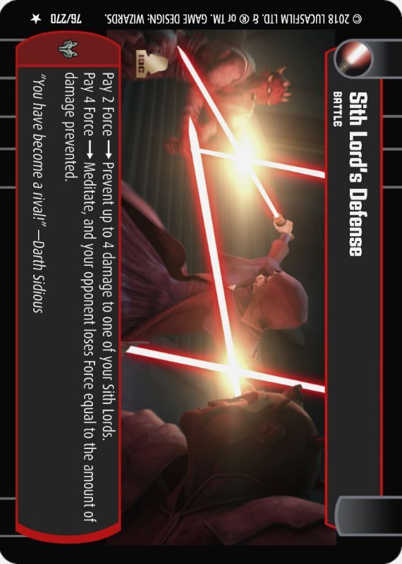 Sith Lord's Defense : A Battle type card for Star Wars Trading Card Game (SWTCG)