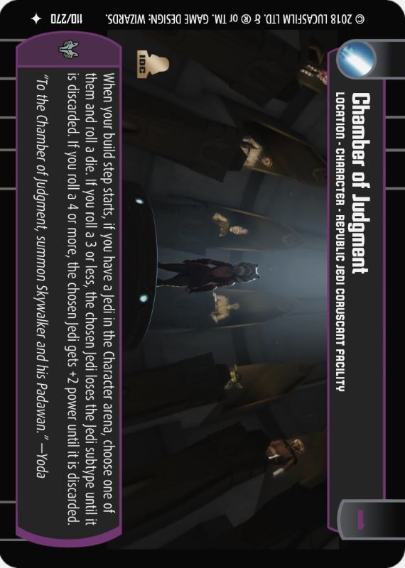 Chamber of Judgment : A Location type card for Star Wars Trading Card Game (SWTCG)