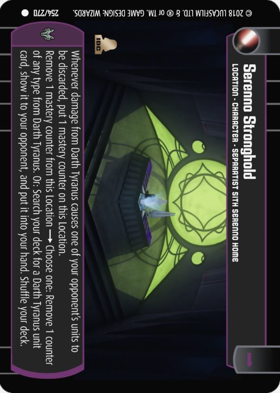 Serenno Stronghold : A Location type card for Star Wars Trading Card Game (SWTCG)