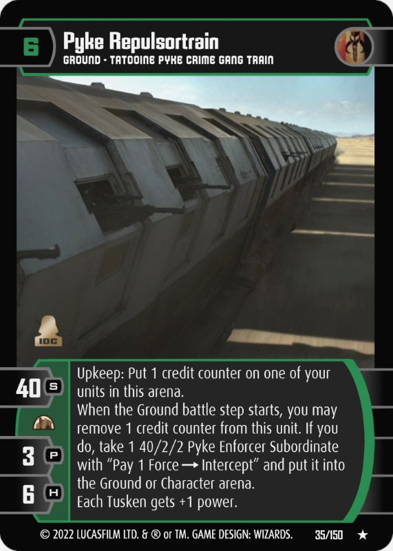 Pyke Repulsortrain Card - Star Wars Trading Card Game