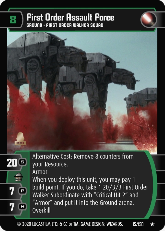 First Order Assault Force Card - Star Wars Trading Card Game