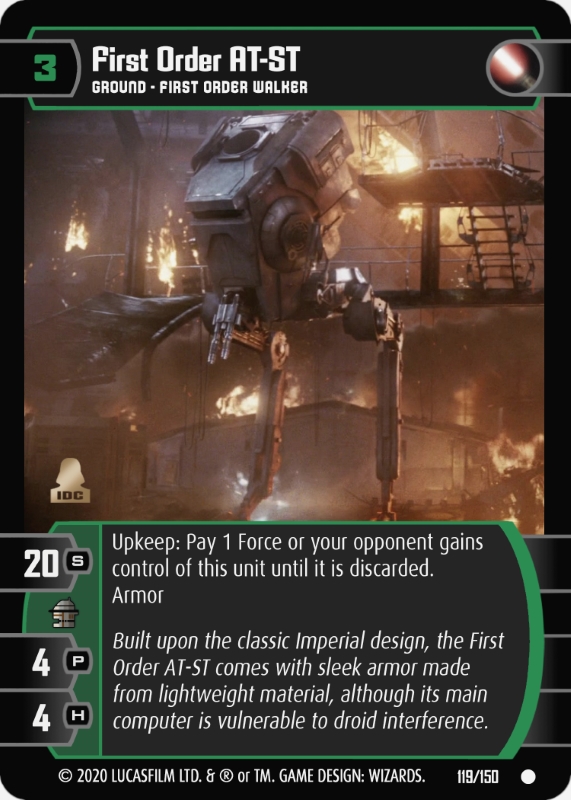 First Order AT-ST Card - Star Wars Trading Card Game