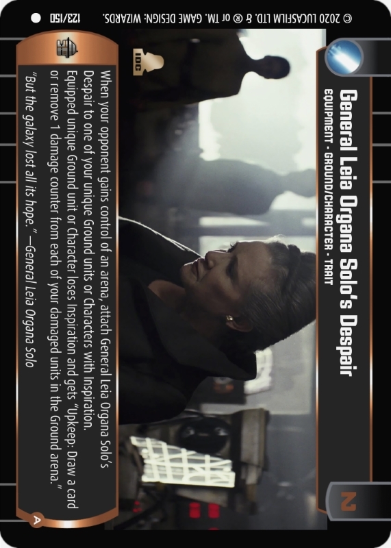 General Leia Organa Solo's Dispair (A) : A Equipment type card for Star Wars Trading Card Game (SWTCG)