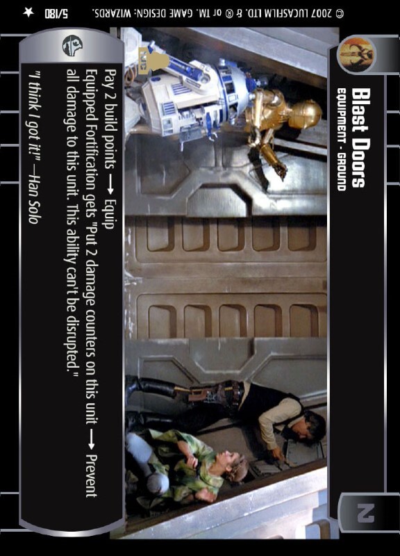 Blast Doors : A Equipment type card for Star Wars Trading Card Game (SWTCG)