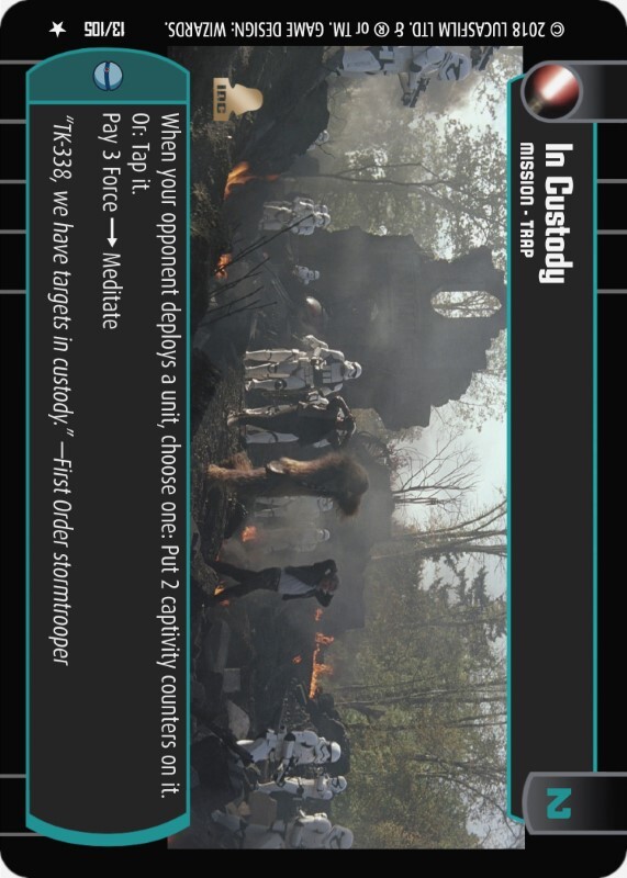 In Custody : A Mission type card for Star Wars Trading Card Game (SWTCG)