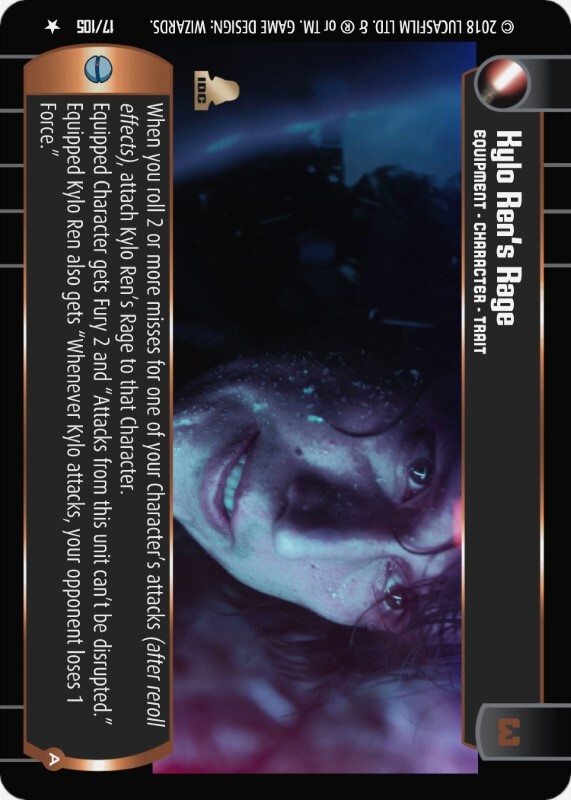 Kylo Ren's Rage (A) : A Equipment type card for Star Wars Trading Card Game (SWTCG)
