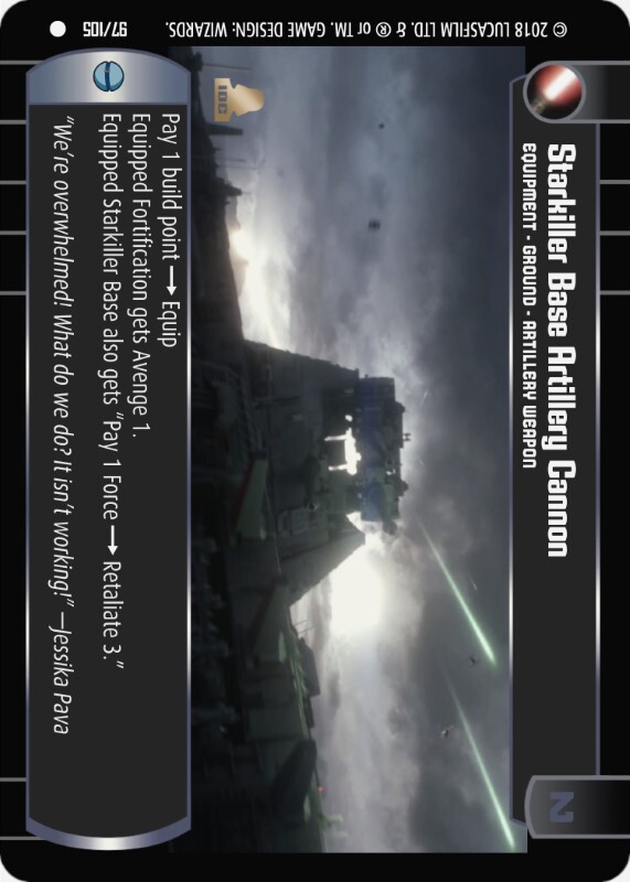 Starkiller Base Artillery Cannon : A Equipment type card for Star Wars Trading Card Game (SWTCG)