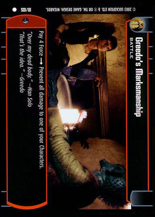 Greedo's Marksmanship : A Battle type card for Star Wars Trading Card Game (SWTCG)