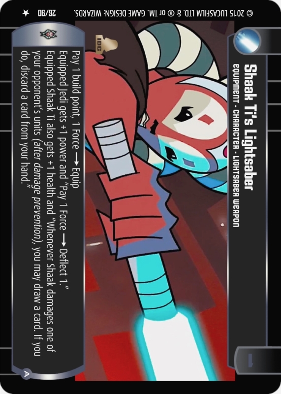 Shaak Ti's Lightsaber : A Equipment type card for Star Wars Trading Card Game (SWTCG)