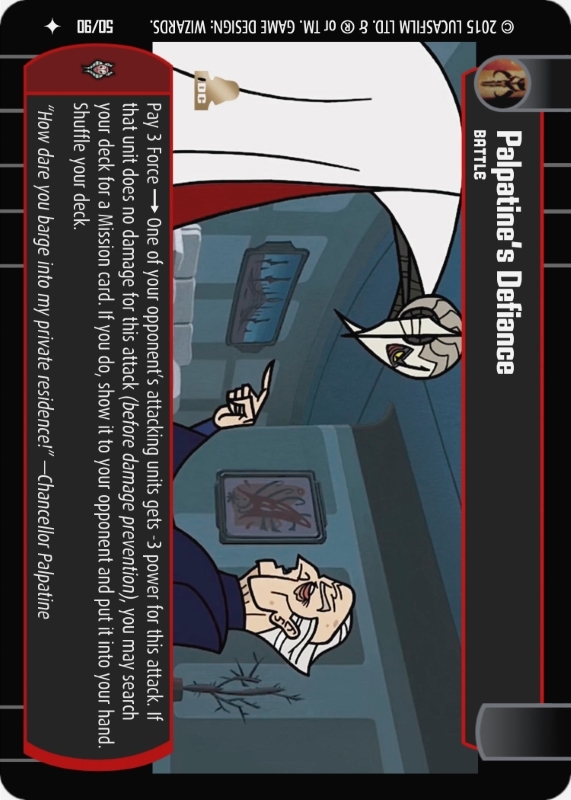 Palpatine's Defiance : A Battle type card for Star Wars Trading Card Game (SWTCG)
