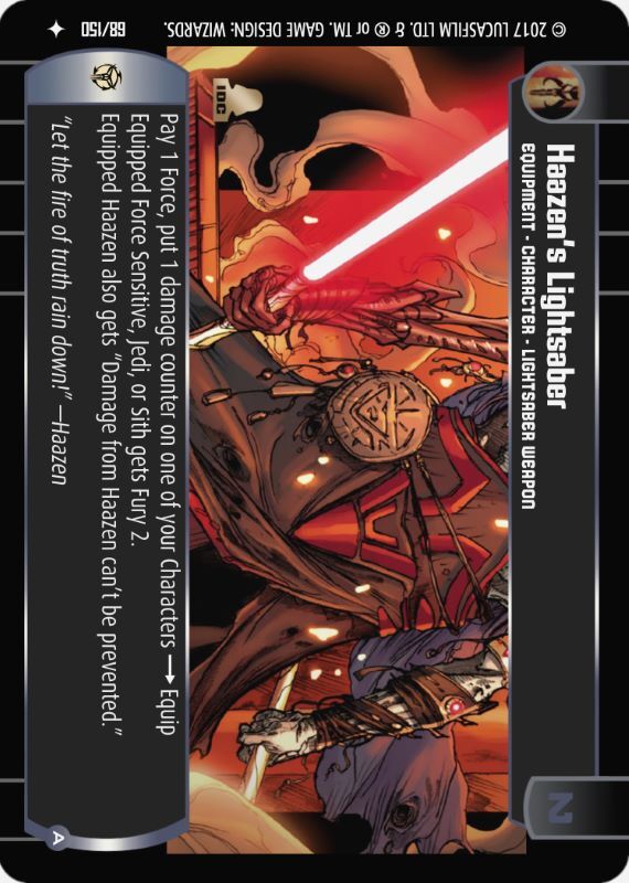 Haazen's Lightsaber (A) : A Equipment type card for Star Wars Trading Card Game (SWTCG)