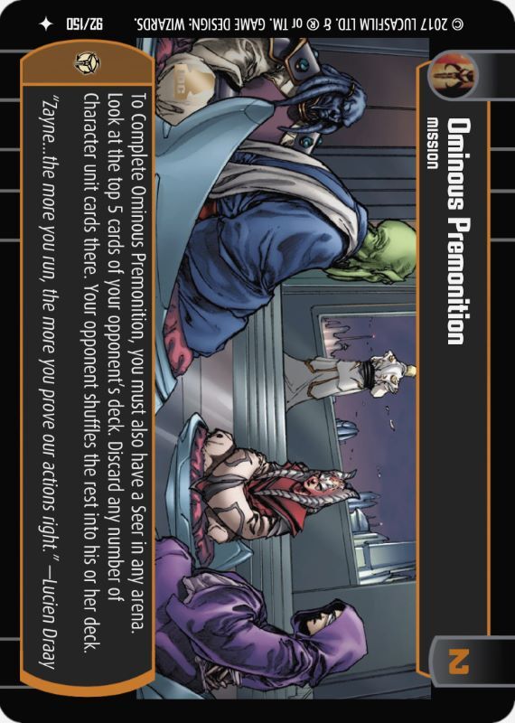 Ominous Premonition : A Mission type card for Star Wars Trading Card Game (SWTCG)