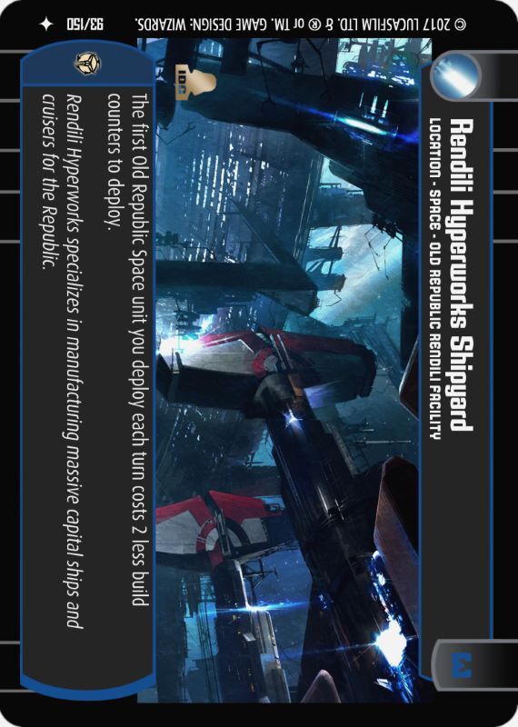 Rendili Hyperworks Shipyard : A Location type card for Star Wars Trading Card Game (SWTCG)