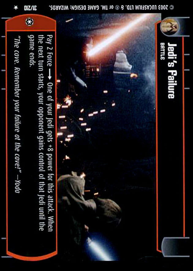 Jedi's Failure : A Battle type card for Star Wars Trading Card Game (SWTCG)