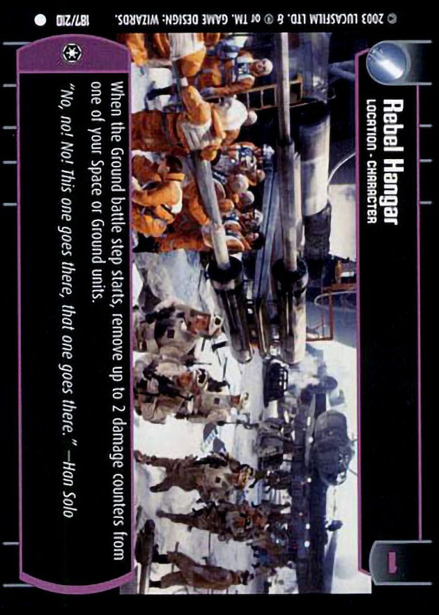 Rebel Hangar : A Location type card for Star Wars Trading Card Game (SWTCG)