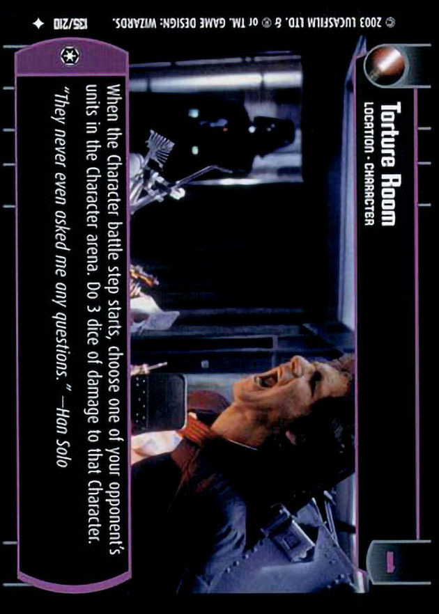Torture Room : A Location type card for Star Wars Trading Card Game (SWTCG)