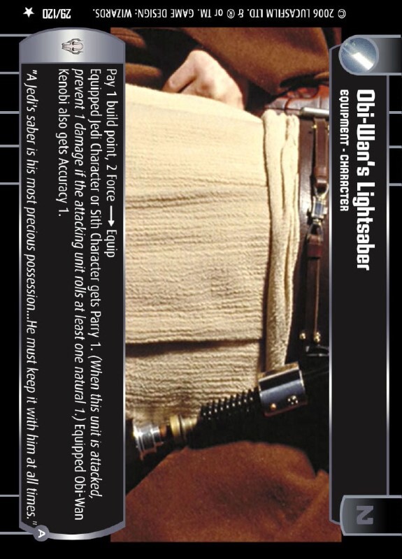 Obi-Wan Kenobi's Lightsaber (A) : A Equipment type card for Star Wars Trading Card Game (SWTCG)