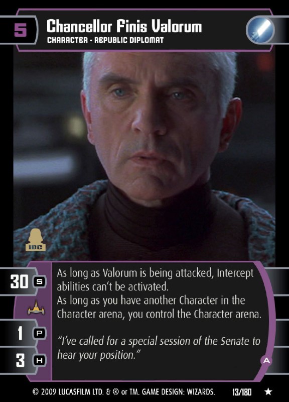 Chancellor Finis Valorum (A) Card - Star Wars Trading Card Game