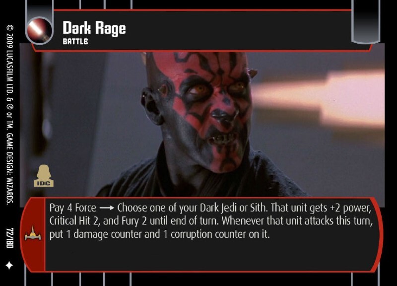 Dark Rage Card - Star Wars Trading Card Game