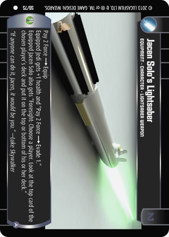 Jacen Solo's Lightsaber (A) : A Equipment type card for Star Wars Trading Card Game (SWTCG)