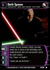 Darth Tyranus (G) Card - Star Wars Trading Card Game