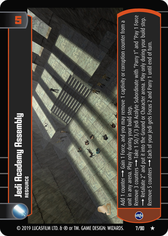 Jedi Academy Assembly : A Resource type card for Star Wars Trading Card Game (SWTCG)