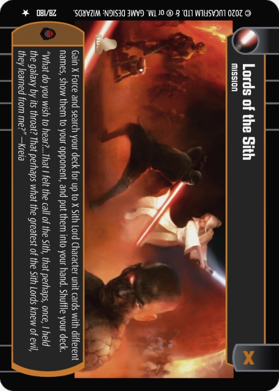 Lords of the Sith : A Mission type card for Star Wars Trading Card Game (SWTCG)