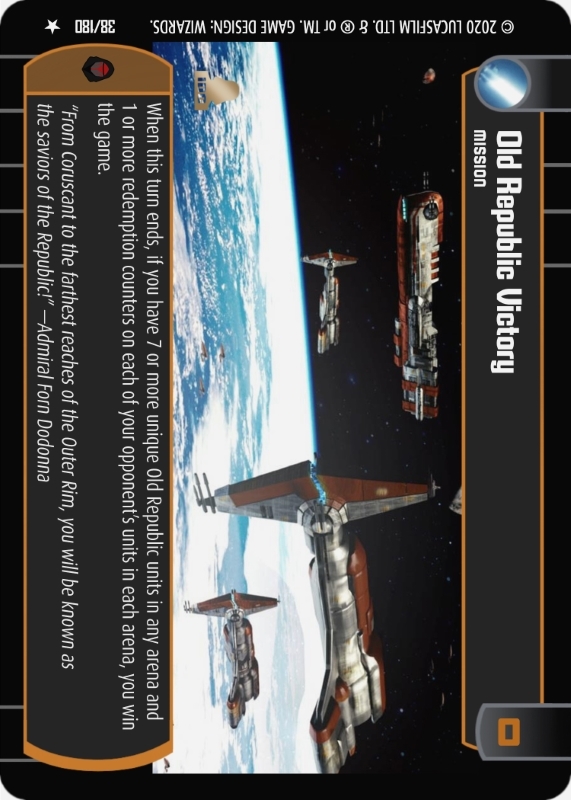 Old Republic Victory : A Mission type card for Star Wars Trading Card Game (SWTCG)