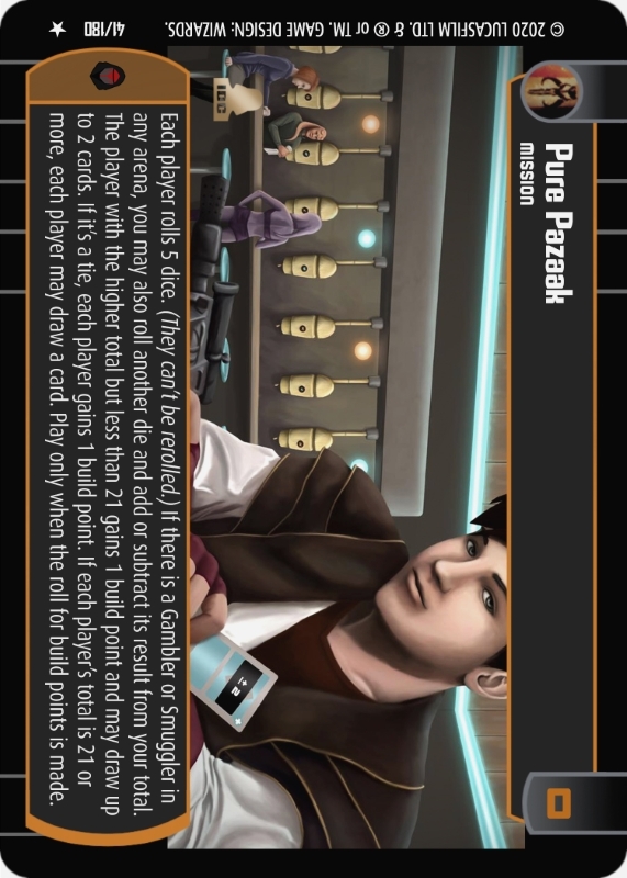 Pure Pazaak : A Mission type card for Star Wars Trading Card Game (SWTCG)