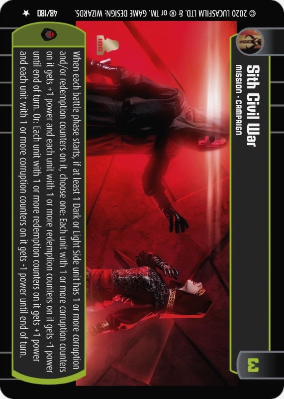 Sith Civil War : A Mission type card for Star Wars Trading Card Game (SWTCG)