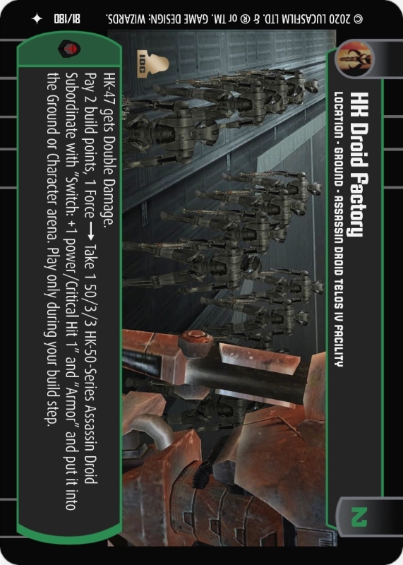 HK Droid Factory : A Location type card for Star Wars Trading Card Game (SWTCG)