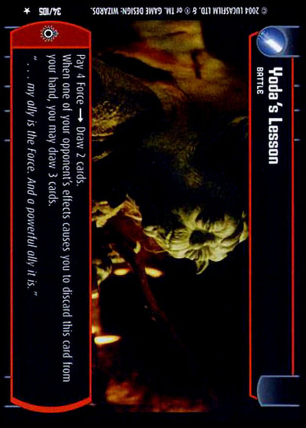 Yoda's Lesson : A Battle type card for Star Wars Trading Card Game (SWTCG)