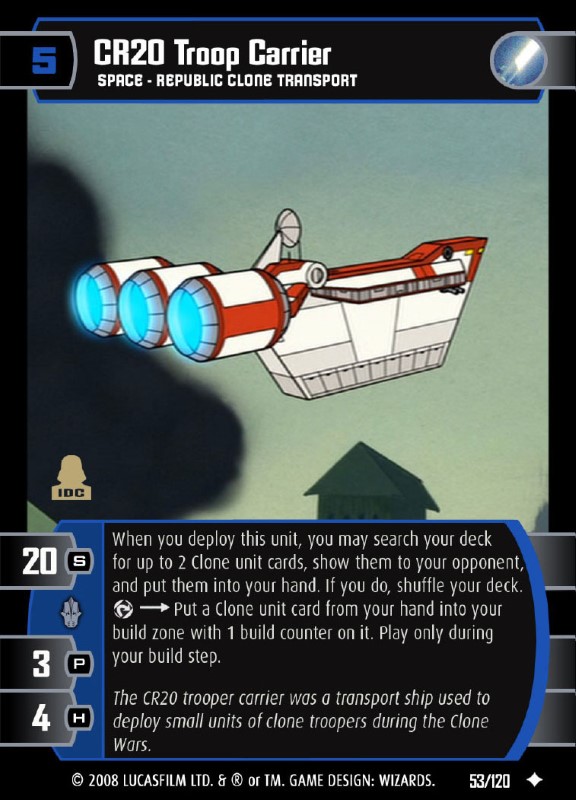 CR20 Troop Carrier Card Star Wars Trading Card Game