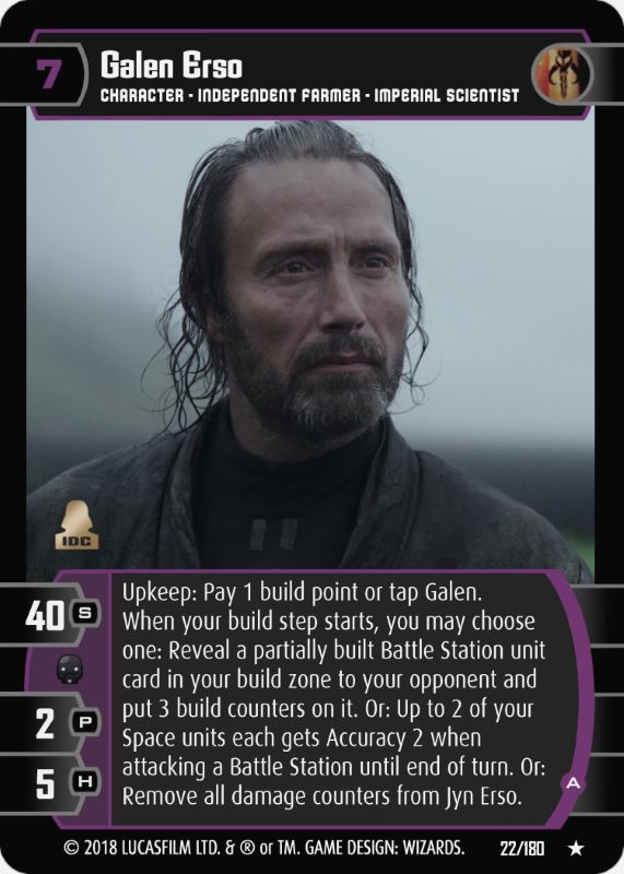 Star Wars Rogue One Green Parallel Base Card #38 Galen Erso 