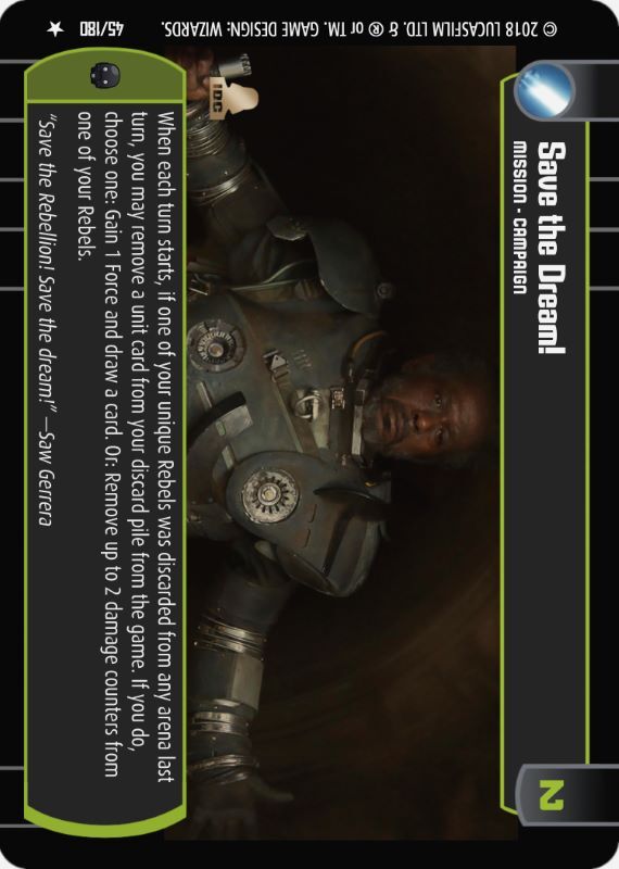 Save the Dream! : A Mission type card for Star Wars Trading Card Game (SWTCG)