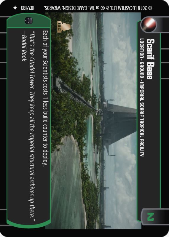Scarif Base : A Location type card for Star Wars Trading Card Game (SWTCG)