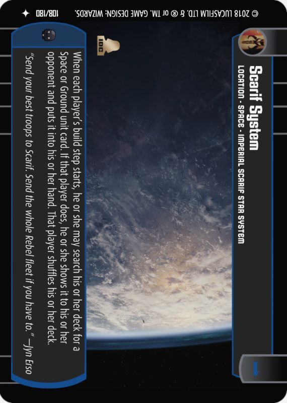 Scarif System : A Location type card for Star Wars Trading Card Game (SWTCG)
