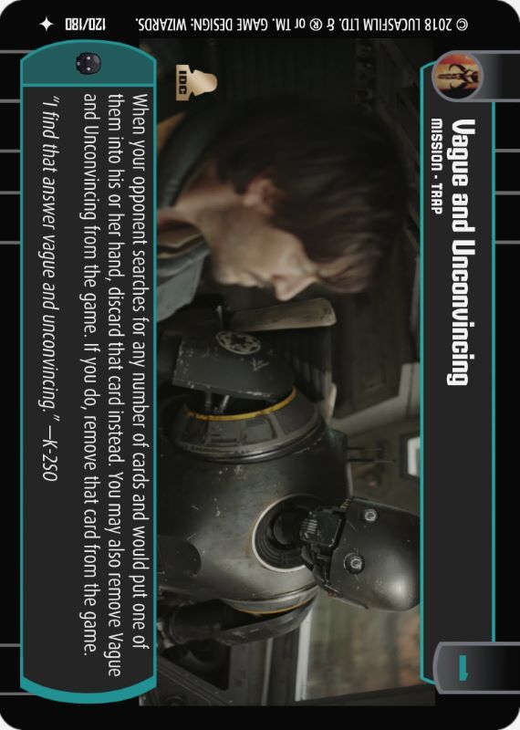 Vague and Unconvincing : A Mission type card for Star Wars Trading Card Game (SWTCG)